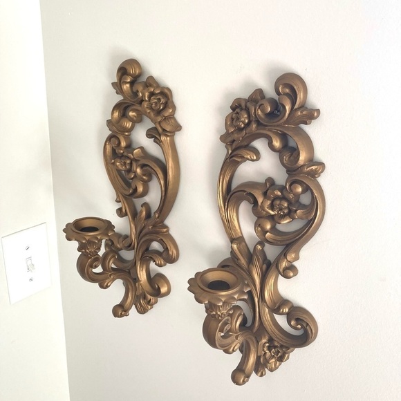 HomeCo Hollywood Regency wall sconces VTG - Picture 2 of 6